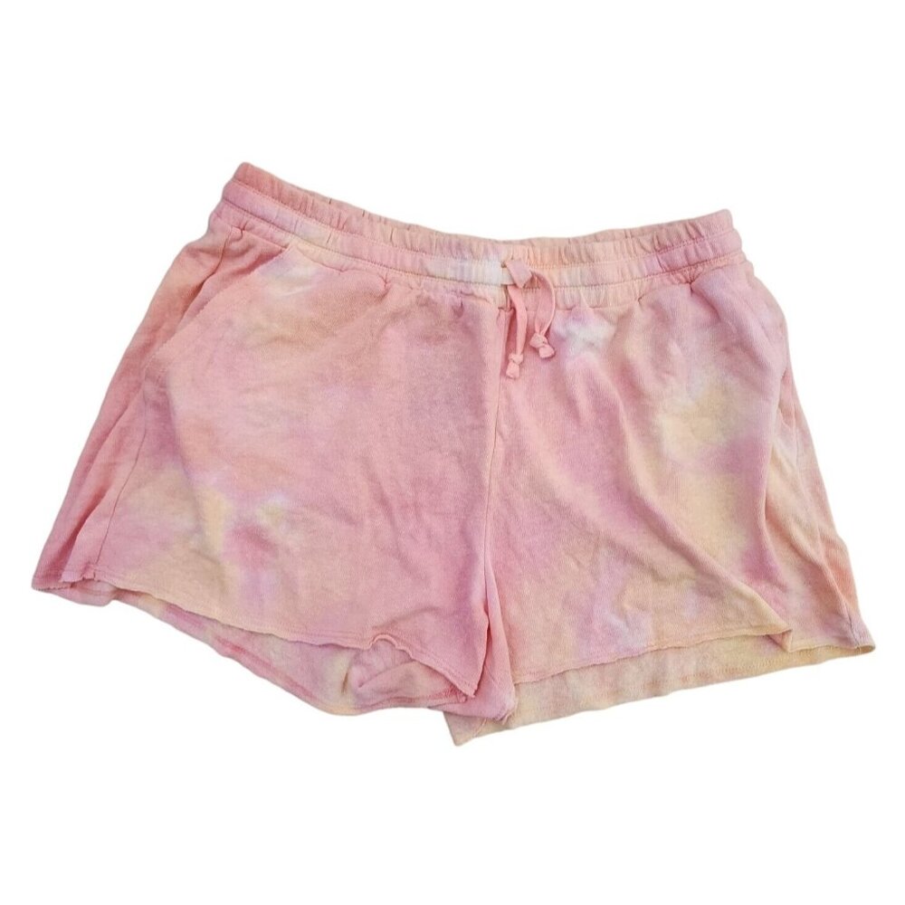 Splendid NWT Pink Shorts Highrise Tie Dye Elastic Waist Pockets Soft Large